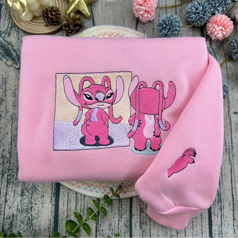 Pink Angel Sticth Graphic Sweatshirt